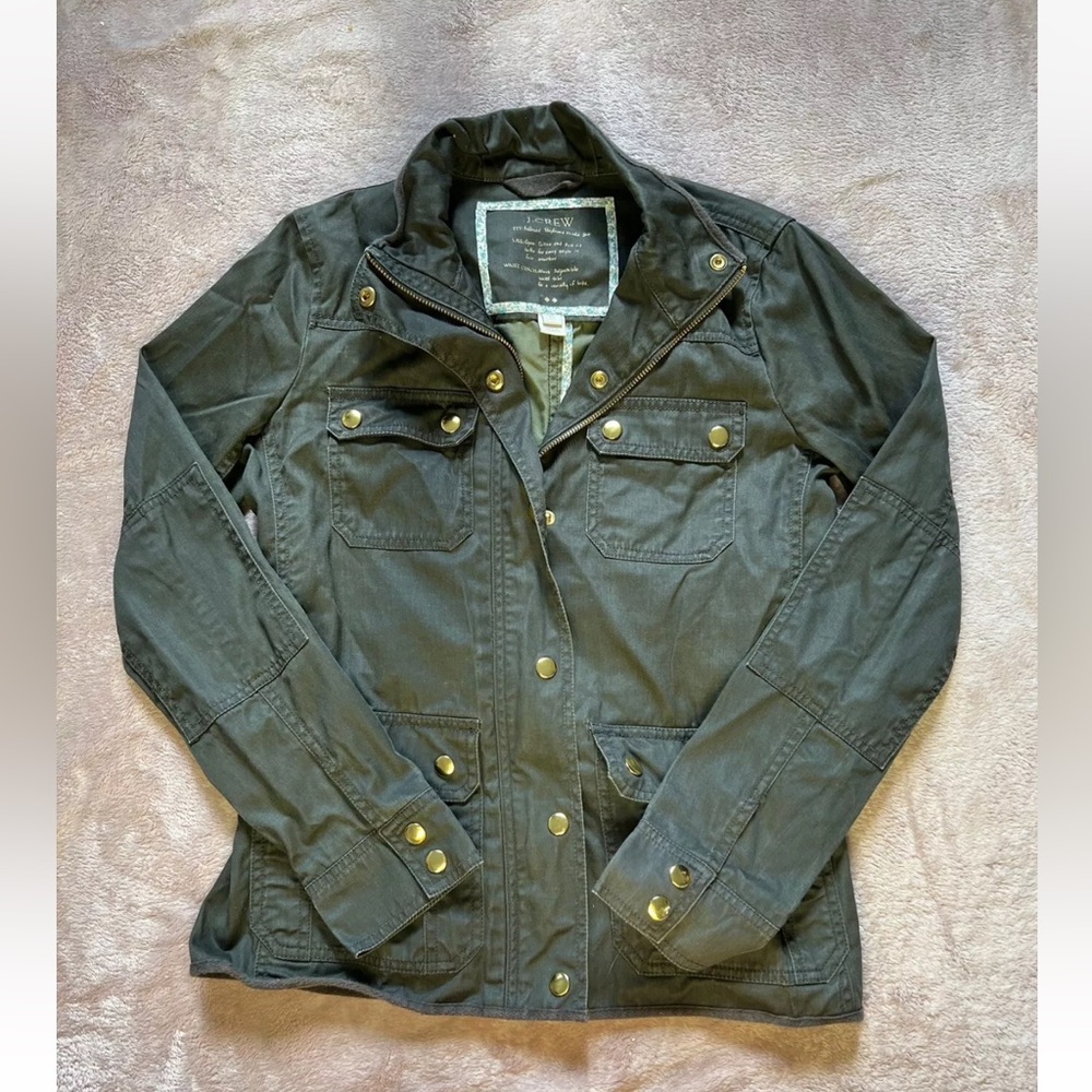 J Crew Women’s Relaxed Boyfriend Field Jacket Style Army Green Size Xsmall - Picture 3 of 10